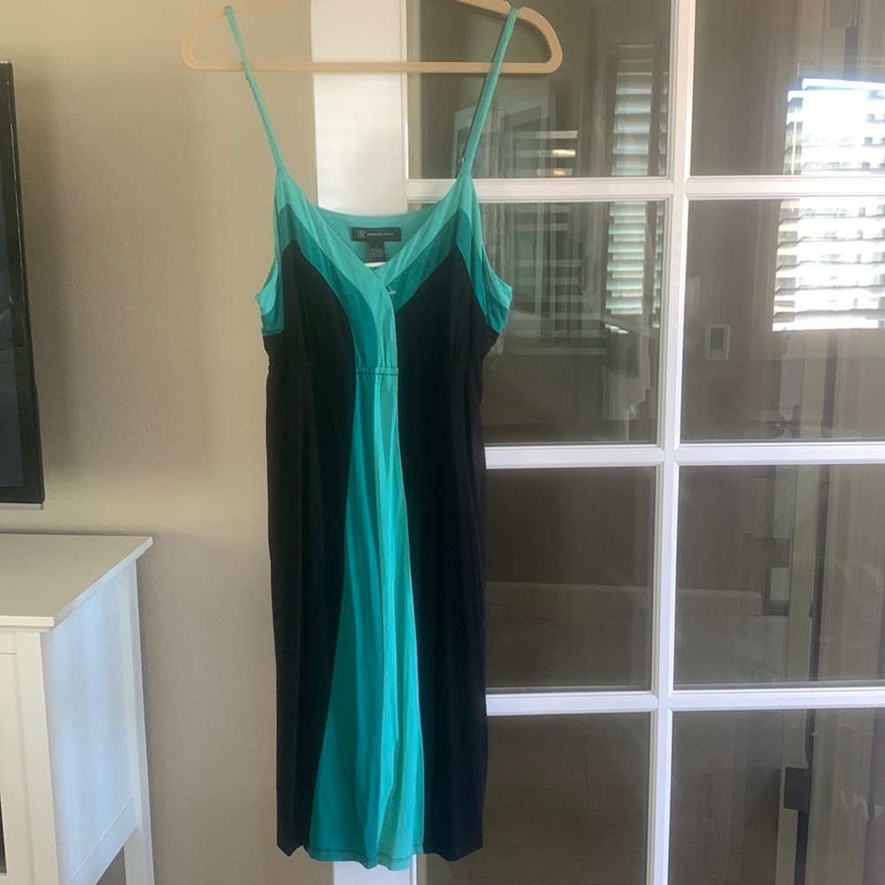 INC Black and green spaghetti strap dress size L
